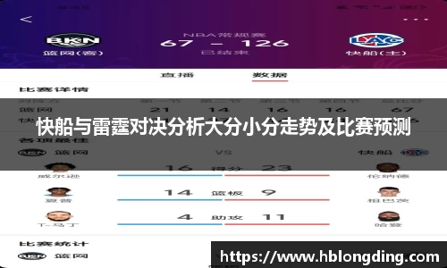 快船与雷霆对决分析大分小分走势及比赛预测